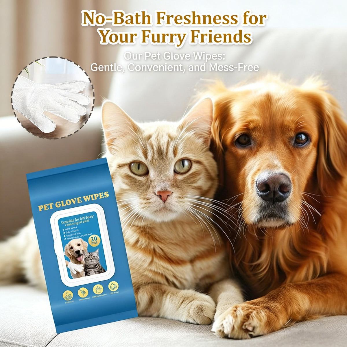 20Pcs Deodorizing Pet Glove Wipes