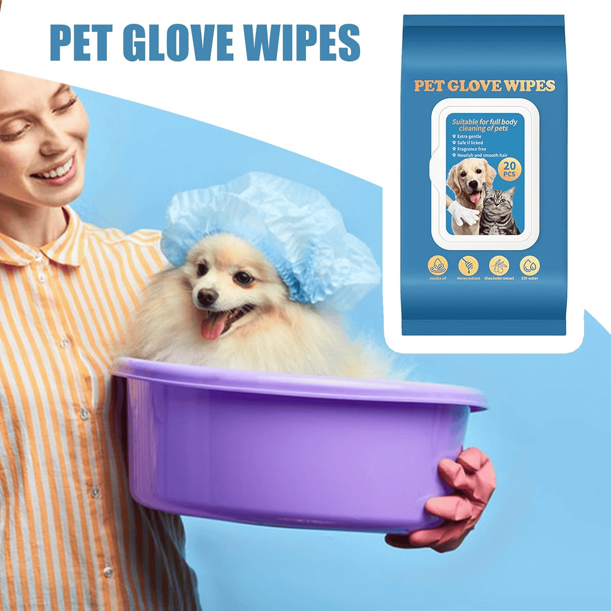20Pcs Deodorizing Pet Glove Wipes