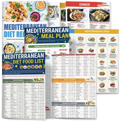 🔥3-Pack Mediterranean Diet Chart Food List 2026, Mediterranean Ingredient Meal Plan